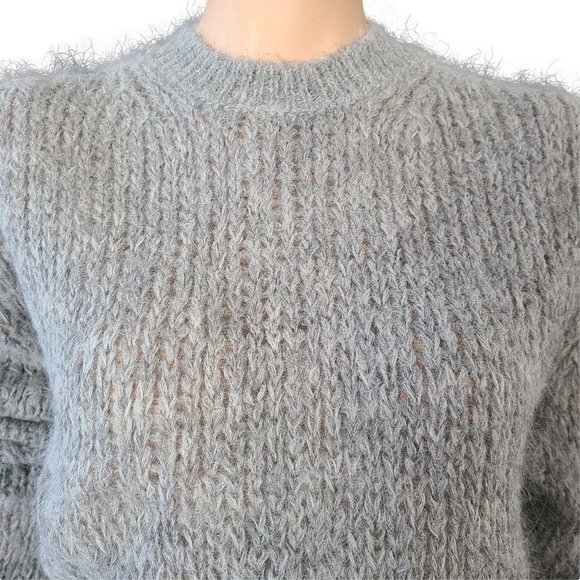 Free People Gray Loose Knit Alpaca & Wool Sweater XS - Picture 3 of 6